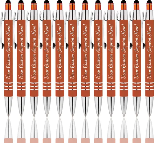 Miniatura 5 de Bolígrafos personalizados: el bolígrafo Hottie de goma suave al tacto con punta de lápiz óptico es un elegante bolígrafo de metal premium, tinta