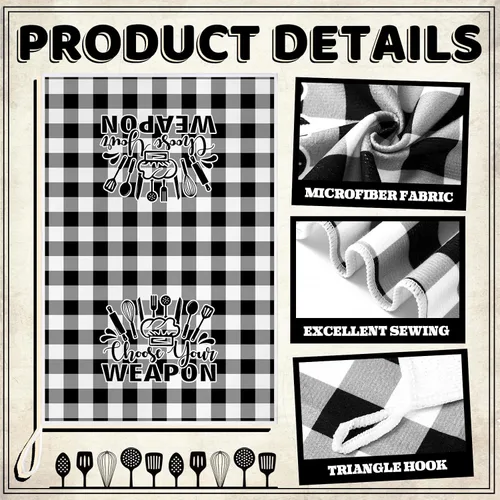 Miniatura 3 de Bencailor Juego de 6 Paños de Cocina de Plátanos Negros y Blancos Decorativos Toallas de Mano para Platos Absorbentes de Secado Rápido Toallas de Té