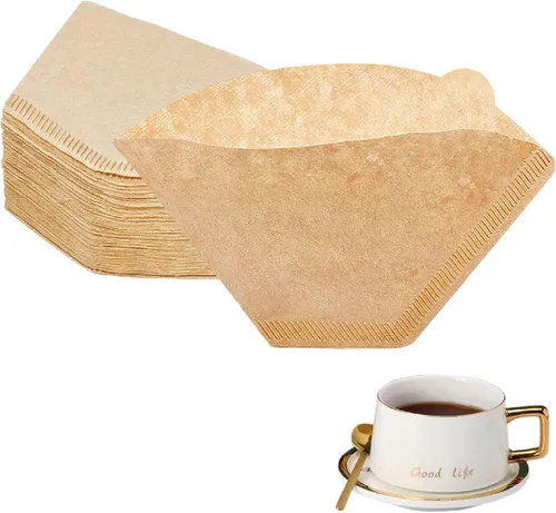 BYKITCHEN Filtros de café en cono, juego de 200 unidades, tamaño 2, papel de cono de filtro de café, filtros de papel natural sin blanquear para