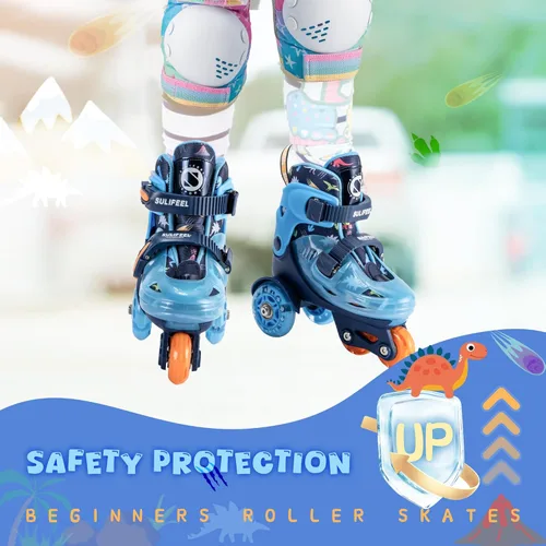 Miniatura 8 de SULIFEEL Patines de Ruedas Ajustables para Niñas Niños Infantiles, Ruedas Divertidas Iluminadas con Luz Flash de Tipo Equilibrio de Tres Puntos Azul
