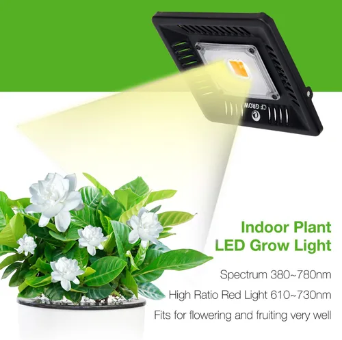 Miniatura 2 de Luz LED de crecimiento impermeable de 100 W de espectro completo, luz LED COB blanca de 3500 K, disipación de calor natural sin ruido, adecuada