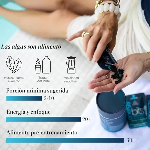 Miniatura 5 de ENERGYBITS - Tabletas orgánicas de espirulina - Superalimento de algas a base de plantas - para concentración, fitness, energía - Proteína vegetal