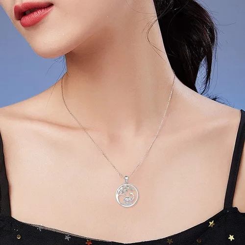 Miniatura 6 de JUSTKIDSTOY Collar con colgante de árbol de la vida, diseño de mariquitaunicorniolama, plata de ley 925, joyería de animales lindos regalos