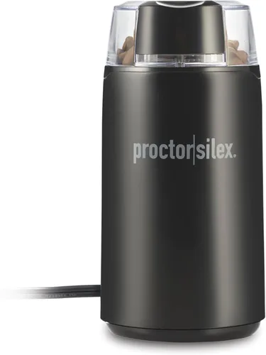 Proctor Silex Molinillo de café eléctrico para granos, especias y más, cuchillas de acero inoxidable, hace hasta 12 tazas, color negro