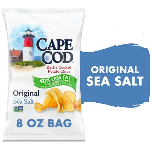 Cape Cod Kettle - Papas fritas cocidas, satisfactorias, totalmente naturales y cocidas en hervidor, bolsas de 8 onzas (original, 3 bolsas)