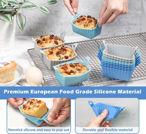 Miniatura 4 de Koluti Paquete de 12 tazas de silicona antiadherentes para magdalenas, moldes reutilizables para cupcakes con doble asa, libres de BPA, mini