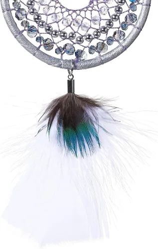 Miniatura 4 de Atrapasueños azul hielo, plumas de pavo y plumas de pavo real, hecho a mano, pequeño atrapasueños para dormitorio, atrapasueños para niñas
