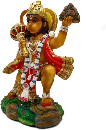 Miniatura 7 de alikiki Estatua de Hanuman volador de Dios hindú – 9.2 pulgadas de alto Jayanti Murti Pooja Diwali regalo para amigo indio, familia, altar puja