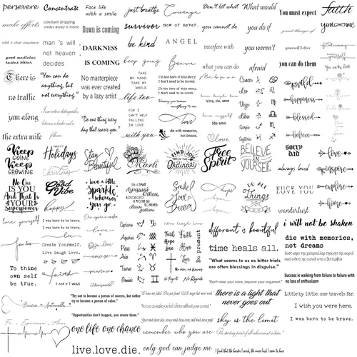 Miniatura 2 de Tatuaje temporal impermeable – 90 hojas de tatuajes falsos realistas, 52 hojas de calcomanías de tatuaje con palabras inspiradoras, 38 hojas