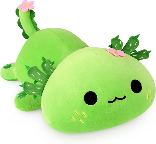 Onsoyours Lindo Peluche de Axolotl, Suave Almohada de Peluche de Salamandra Animal de Peluche, Juguete de Peluche Kawaii para Niños (Axolotl Cactus,