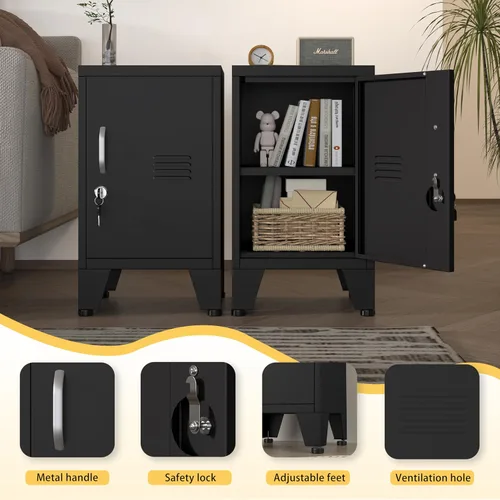 Miniatura 4 de GAIOUS Armario de almacenamiento de armario de metal de 24 pulgadas de alto con 1 puerta, gabinete de almacenamiento de archivos bloqueado con 1