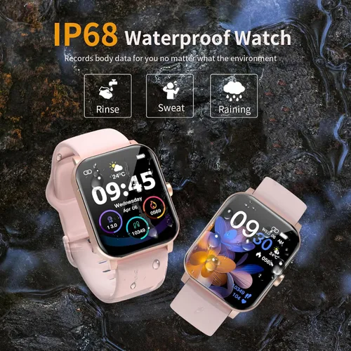 Miniatura 7 de Reloj inteligente, relojes inteligentes para hombres y mujeres, rastreador de fitness HD de 1.85 pulgadas (respuesta/hacer llamadas), más de 120 Rosa