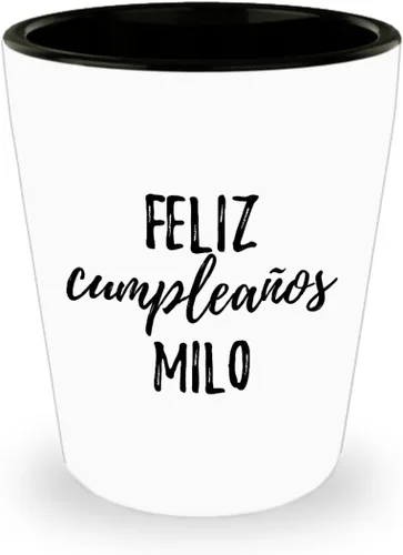 Feliz Cumpleanos Milo Shot Glass Español Feliz Cumpleaños Personalizado Nombre Regalo 1.5 Oz Shotglass
