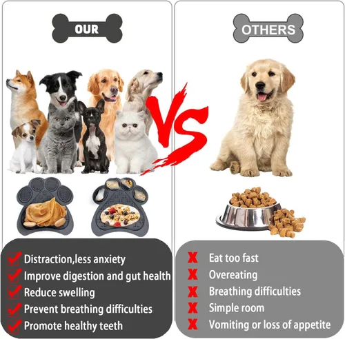 Miniatura 3 de Tapete de alimentación lenta con ventosas, diseño antideslizante, reductor de aburrimiento y ansiedad para perros y gatos, tapete calmante para Gris