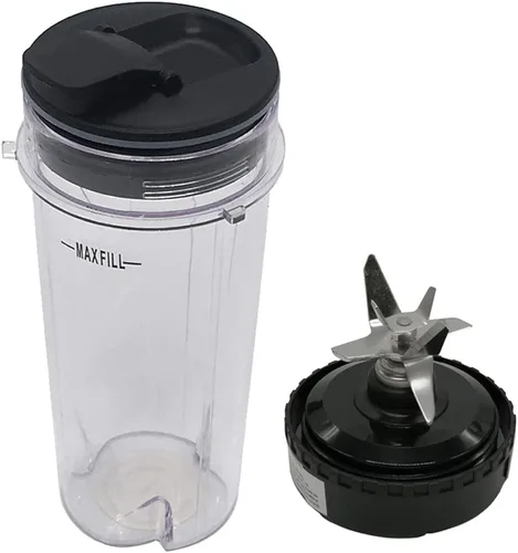 Miniatura 9 de Joystar Taza de repuesto de 16 onzas (16 onzas) con boquilla Tapa de sello con cuchilla para 1000W Nutri Ninja Blender BL740/BL660