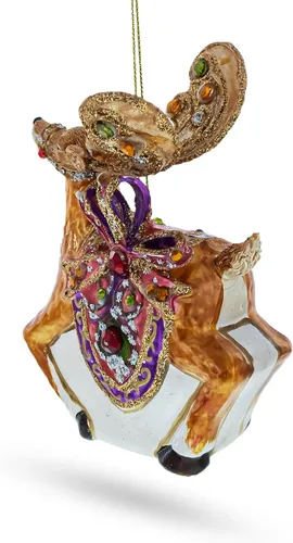 Miniatura 2 de Adorno navideño de cristal de reno de lujo