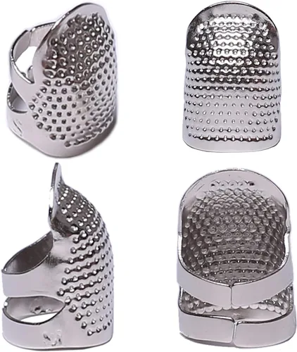Miniatura 9 de J.CARP 4 dedales de costura, protector de dedo de metal deslumbrante para coser, dedal de costura ajustable, dedal de costura, manualidades