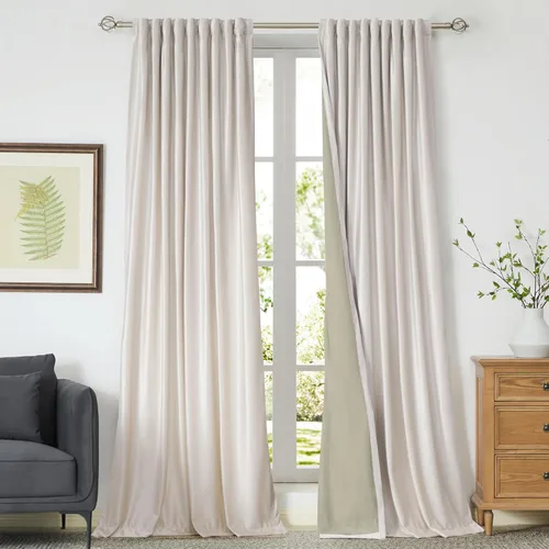 Miniatura 48 de Cortinas opacas de terciopelo dorado de 108 pulgadas para sala de estar, totalmente opacas, elegantes, 2 paneles con pestaña trasera, aislamiento