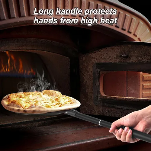 Miniatura 4 de Pala de Pizza Giratoria, 9 Pulgadas con Mango de 38 Pulgadas Pala de Pizza Giratoria Redonda, Espátula de Pizza Giratoria de Aluminio Anodizado