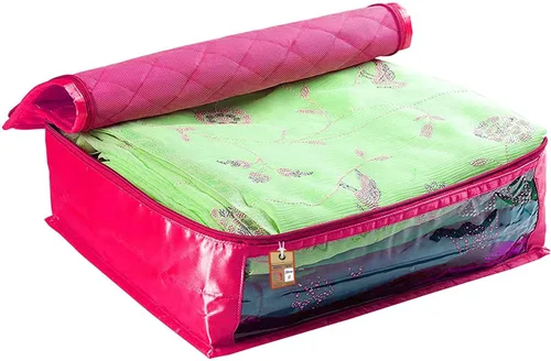Miniatura 5 de atorakushon Juego de 5 fundas de tela de satén para sari y blusas, bolsa de almacenamiento de ropa, organizadores de armario con doble cierre