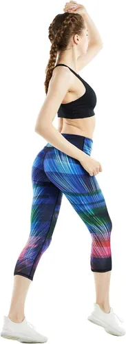 Miniatura 5 de COOLOMG Pantalones de yoga para mujer, mallas capri para correr, leggings de tiro bajo, entrenamiento, gimnasio con bolsillos ocultos