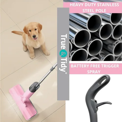Miniatura 8 de Trapeador de pulverización resistente para limpieza de pisos, botella de agua recargable, utiliza cualquier solución de limpieza, almohadillas