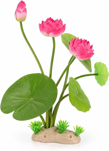 LOGOFUN Acuario Lotus Flower Plantas Artificial Lotus Flower Simulación Plástico Lotus Fish Tank Decoraciones