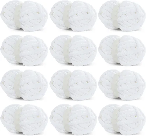 Miniatura 16 de HOMBYS Hilo de Chenille Grueso Carbón para Crochet, Hilo Grueso Espeso y Esponjoso para Tejer, Hilo Súper Grueso para Tejer Mantas a Mano, Hilo