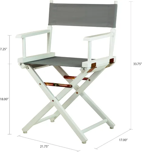 Miniatura 3 de Casual Home - Silla de director de 18.0 in, marco blanco con lona gris