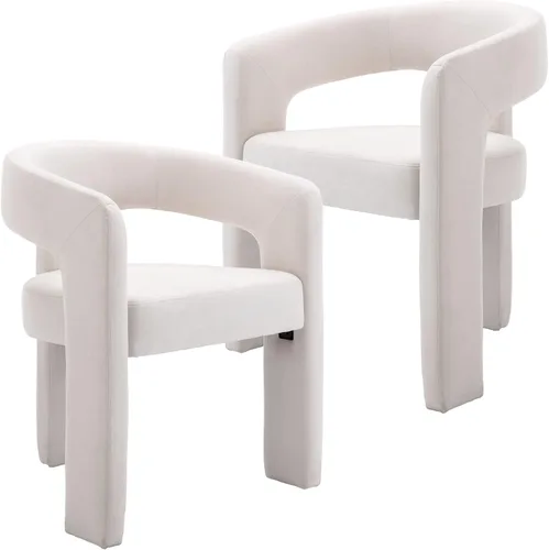 Miniatura 20 de BESTANO Sillas de comedor modernas tapizadas en terciopelo de vellón con respaldo abierto, lindas sillas laterales de barril, sillas de cocina
