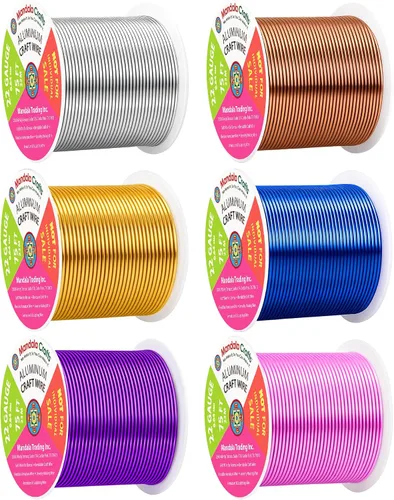 Miniatura 121 de Mandala Crafts - Alambre de aluminio anodizado de 8 calibre para hacer joyas - 9.75 m de alambre flexible negro colorido - Flexible para bonsái