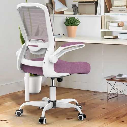 Miniatura 8 de Mimoglad Silla de oficina ergonómica de malla con respaldo alto, soporte lumbar ajustable, cojín de asiento grueso (moderno, orquídea)
