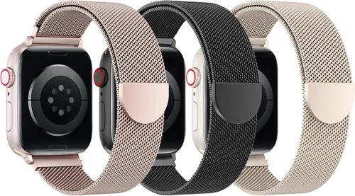 Miniatura 14 de BELONGME Paquete de 3 correas de malla en bucle compatibles con Apple Watch para mujeres y hombres 40mm 41mm 38mm 42mm 44mm 45mm 49mm 46mm Series 11
