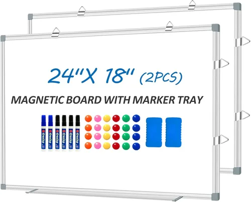 Miniatura 9 de Pizarra blanca magnética de borrado en seco para pared de 24 x 18 pulgadas, pizarra blanca colgante para el hogar, escuela, oficina