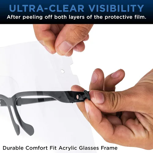 Miniatura 5 de TCP Global Salon World - Protectores faciales completos con marcos de gafas (paquete de 10), ultra transparentes para proteger los ojos, la nariz