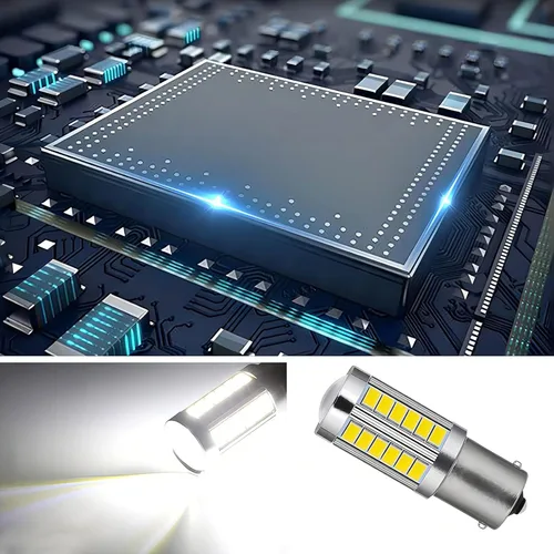 Miniatura 7 de 4 luces LED 1156 de señal de freno de giro trasero para automóvil, bombillas 33SMD súper brillantes, para interior de 12 V, caravana, remolque