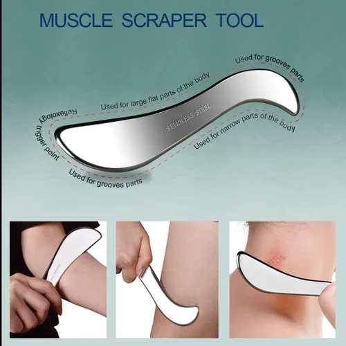 Miniatura 5 de BYYDDIY 3 en 1 304 Juego de herramientas de raspador muscular de acero inoxidable, herramientas de masaje de raspado para terapia física