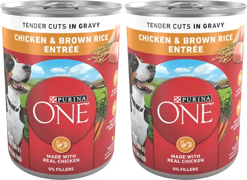 Miniatura 12 de Purina ONE Alimento Natural para Perros con Alto Contenido de Proteínas, Cortes Tiernos en Salsa de Pollo y Arroz Integral Entrée - 13 Onzas