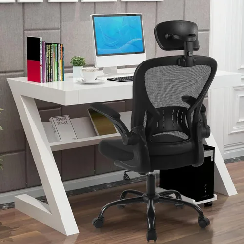 Miniatura 2 de Youhauchair Silla de oficina de malla, silla ergonómica para computadora con brazos abatibles y soporte lumbar, sillas de escritorio de oficina