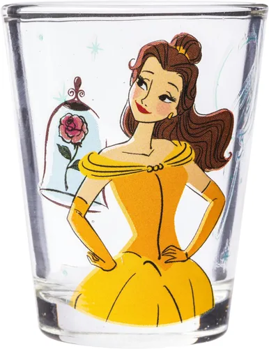 Miniatura 6 de Silver Buffalo Disney Princess With Ariel, Belle, Tiana y Cenicienta - Juego de 4 mini vasos de 1.5 onzas Disney Princess y su símbolo icónico