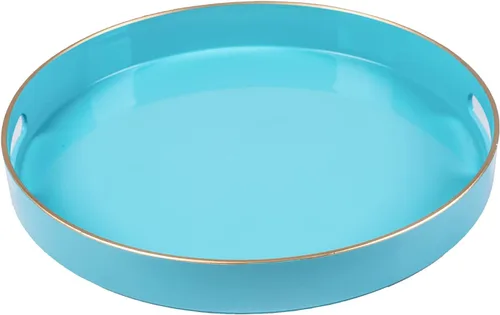 Miniatura 22 de MAONAME - Bandeja decorativa verde oscuro, bandeja de servir redonda de 13 pulgadas con asas, bandejas de plástico para mesa de café, bandejas