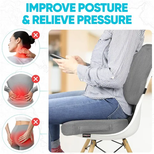 Miniatura 5 de FORTEM Cojín para Asiento, Cojín para Silla de Oficina, Almohada de Apoyo Lumbar para Silla de Oficina, Cojín de Espuma Viscoelástica para Alivio