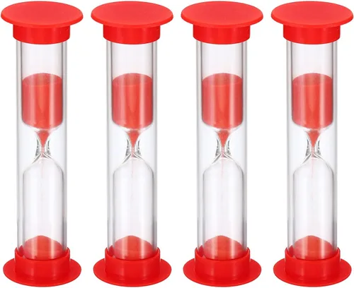 Miniatura 7 de PATIKIL Temporizador de arena de 3 minutos, 4 piezas de reloj de arena pequeño con cubierta de plástico, vidrio de arena de cuenta regresiva