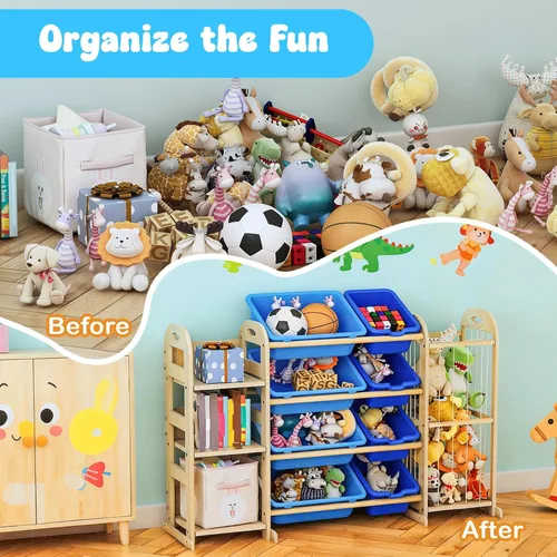 Miniatura 4 de Organizador de almacenamiento de juguetes, organizadores de juguetes y almacenamiento con almacenamiento de animales de peluche, estante