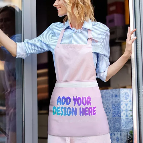 Miniatura 268 de AXKEUDO Delantal personalizado con bolsillos, delantales de cintura para camarera para cocinar en casa, restaurante, servir trabajo