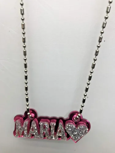 Miniatura 4 de MIRROR MANIA Collar con nombre personalizado con placa de nombre, aspecto de diamante, hecho a pedido, deslumbrante e impresionante, Acrílico