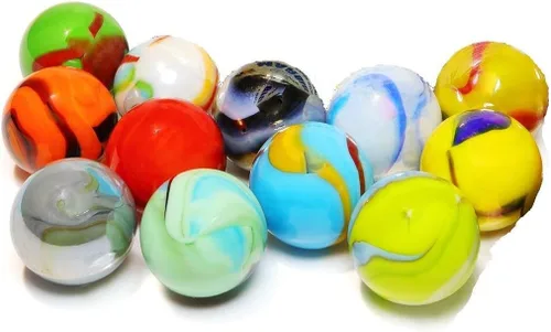 Juego de 12 canicas de cristal de disparo – Tamaño: 7/8 pulgadas (0.866 in) – Juegos de mármol para niños y adultos – Divertidos canicas de colores