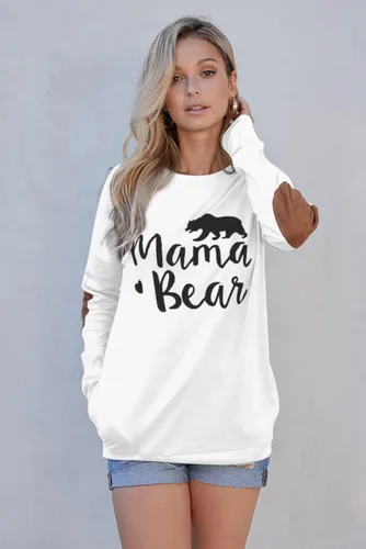 Miniatura 3 de Pink Queen - Blusa suelta de mujer con cuello redondo, camiseta de manga murciélago con parches