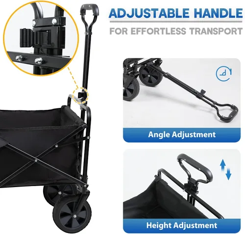 Miniatura 6 de PayLessHere Carrito de jardín plegable plegable con tabla de mesa plegable, ruedas universales para camping, picnic, eventos al aire libre