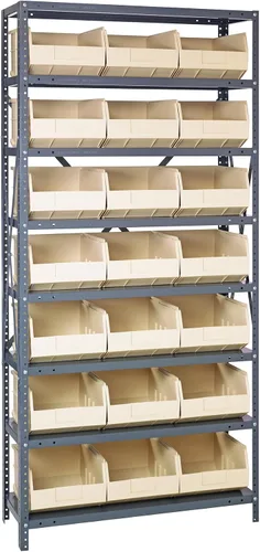 Miniatura 32 de Quantum QSBU-245BK Heavy Duty Shelving Unit with (7) Shelves and (24) QUS245 Black Bins for Garage Warehouse Storage Distribution 400 lb Load